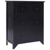 vidaXL Side Cabinet with 6 Drawers Black 60x30x75 cm Paulownia Wood