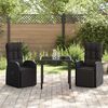vidaXL Garden Dining Set with Cushion 3 pcs Black Poly rattan