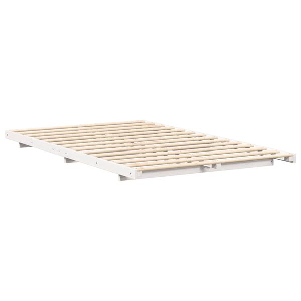 vidaXL Floor Bed Frame White 120 x190 cm Solid pine wood
