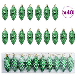 vidaXL Christmas Pine Cone Ball 40 pcs Green 4 x 9 cm Plastic