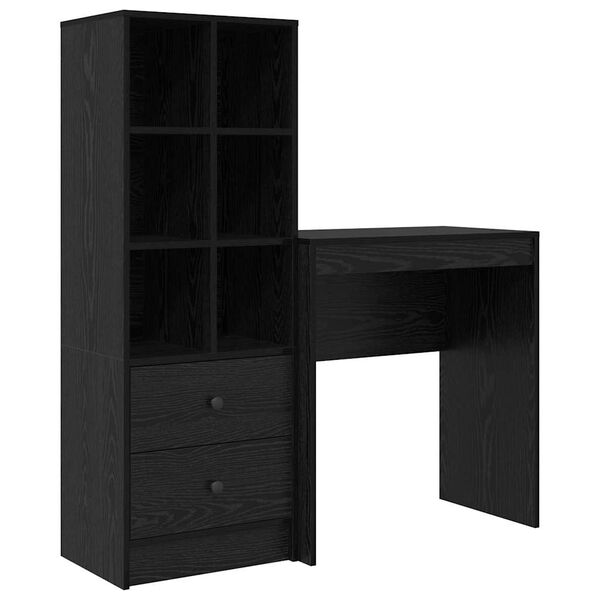 vidaXL Desk with Drawer 2 pcs Black Oak