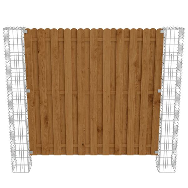 vidaXL Garden Fence Panel with Gabion Posts Pinewood 180x180 cm
