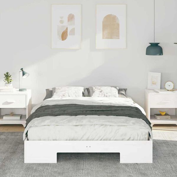 vidaXL Bed Frame White 140 x 190 cm