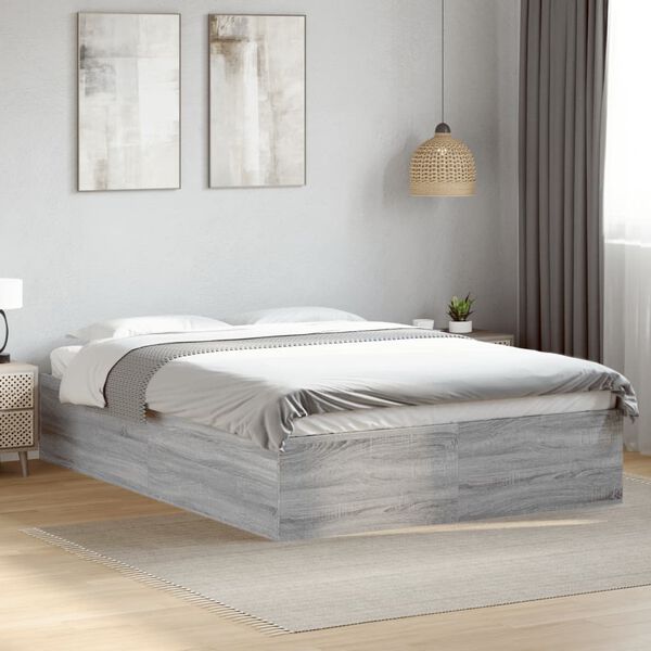 vidaXL Bed Frame without Mattress Grey Sonoma 140x200 cm