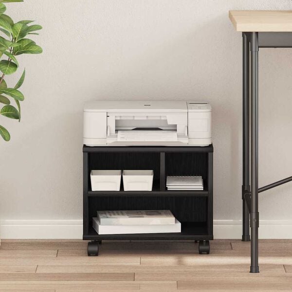 vidaXL Printer Stand Black Oak 41 x 32 x 33.5 cm Engineered wood