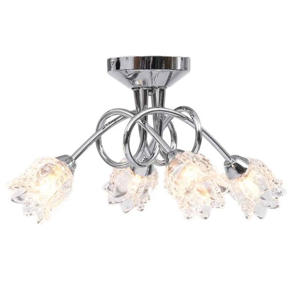 vidaXL Ceiling Lamp with Glass Flower Shades for 4 G9 Bulbs