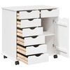 vidaXL Rolling Cabinet White 63.5 x 39 x 65.5 cm Solid Pine Wood
