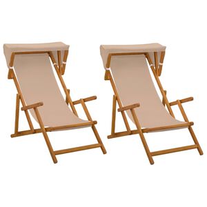 vidaXL Deck Chair 2 pcs 3 Position Solid Eucalyptus Wood Taupe