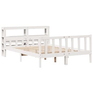 vidaXL Bed Frame without Mattress White 150x200 cm King Size Solid Wood Pine