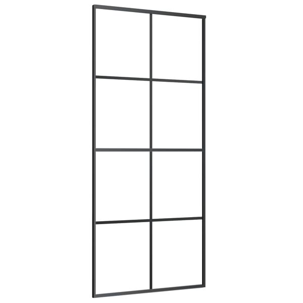 vidaXL Sliding Door Aluminium and ESG Glass 90x205 cm Black