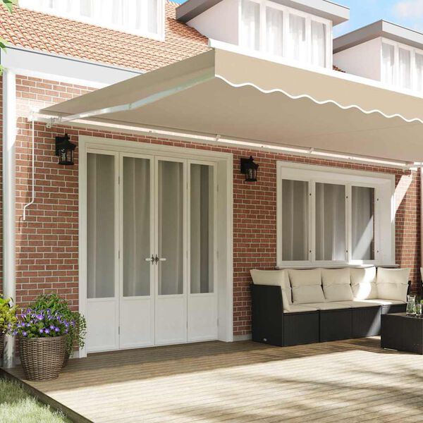vidaXL Retractable Awning Beige 600 x 350 cm Polyester and Metal
