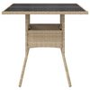vidaXL Garden Table with Glass Top Beige 80x80x75 cm Poly Rattan