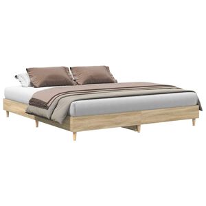 vidaXL Bed Frame | Sonoma oak | Engineered wood, solid eucalyptus wood | Double