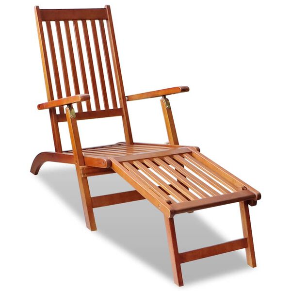 vidaXL Outdoor Deck Chair with Footrest Solid Acacia Wood