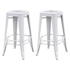 vidaXL Bar Stool | Set of 2 | White | Steel | 43 x 43 x 76 cm | Footrest