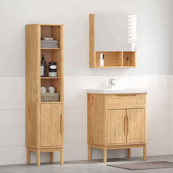 vidaXL Bathroom Furniture Set FLORO 2 pcs Wax Brown Solid Pine Wood