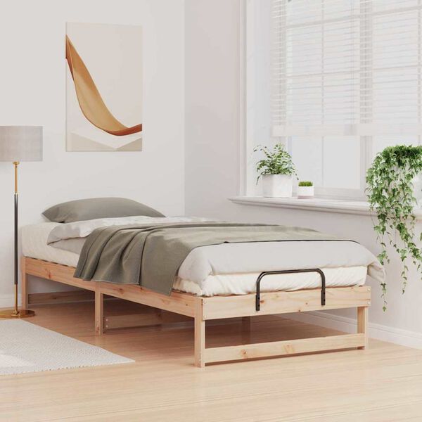 vidaXL Bed Frame Brown 90 x 220 cm Solid Pine Wood