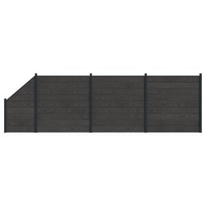 vidaXL Fence Set 4 pcs 619 x 186 cm WPC and Aluminium Black
