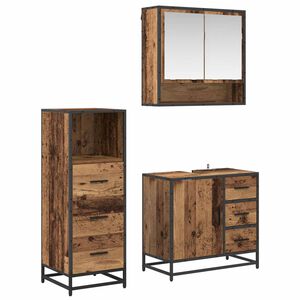 vidaXL Bathroom Furniture Set with Door 3 pcs Old Wood Engineered Wood