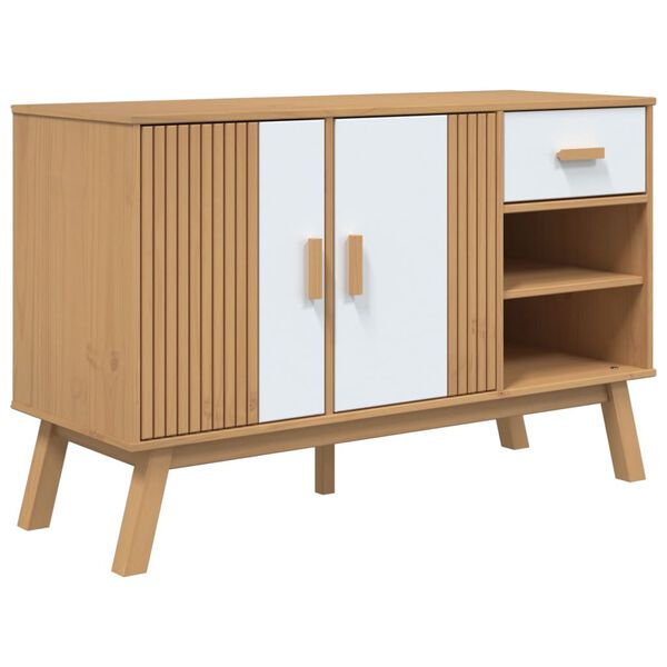 vidaXL Sideboard OLDEN White and Brown 114x43x73.5 cm Solid Wood Pine