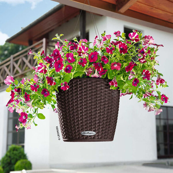 LECHUZA Hanging Planter NIDO Cottage 28 ALL-IN-ONE Mocha