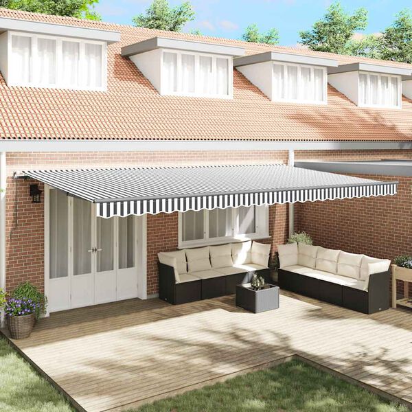 vidaXL Manual Retractable Awning Anthracite and White 600x300 cm