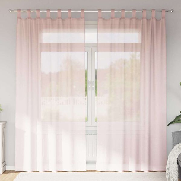 vidaXL Voile Curtains with Rod Pockets 2 pcs Light Pink