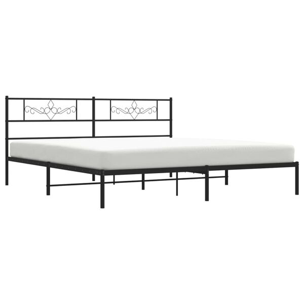 vidaXL Metal Bed Frame without Mattress with Headboard Black 180x200cm