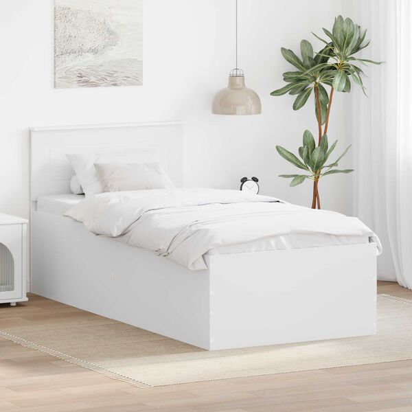 vidaXL Bed Frame with Headboard White 120 x 200 cm Engineered Wood