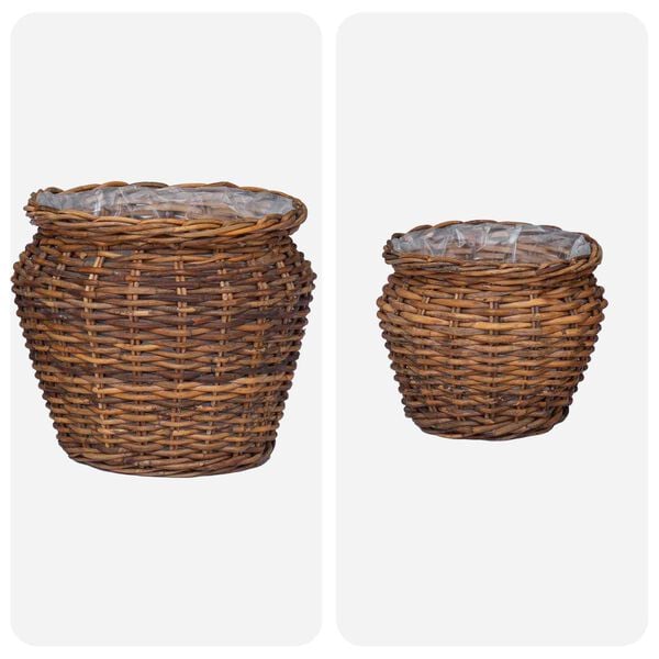 vidaXL Planter Basket with Storage 2 pcs Brown Lacak Rattan