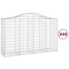 vidaXL Arched Gabion Baskets 40 pcs 200x50x120/140 cm Galvanised Iron