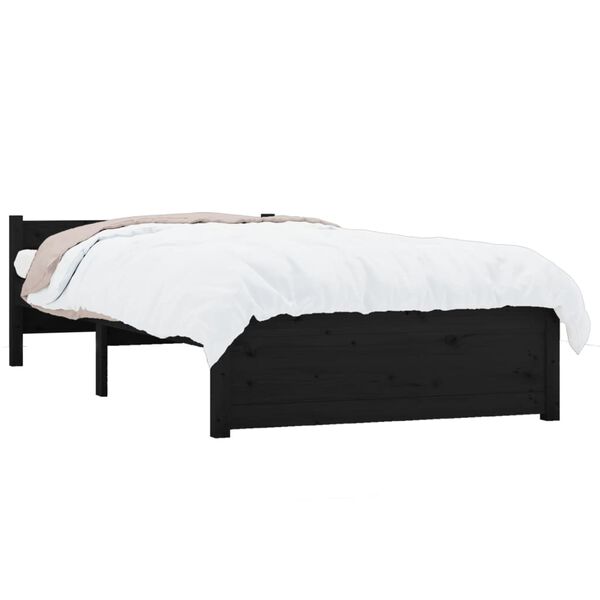 vidaXL Bed Frame without Mattress Black Solid Wood 90x190 cm Single Single