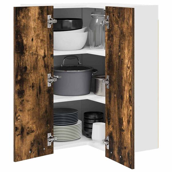 vidaXL Hanging Cabinet Smoked Oak and White 57 x 57 x 80 cm