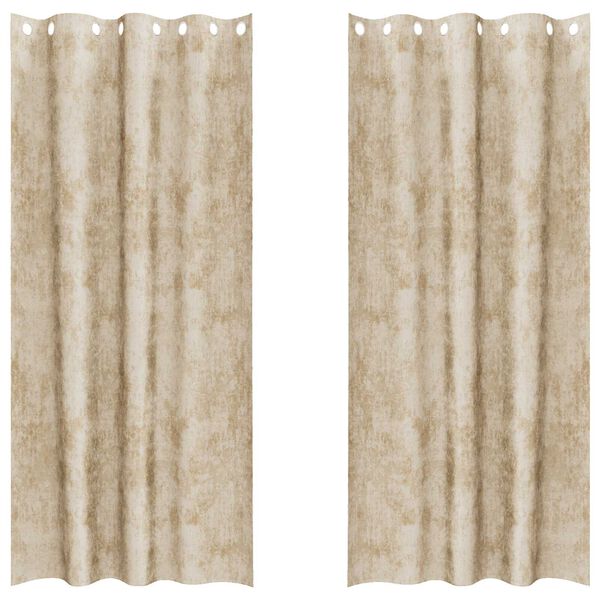vidaXL Velvet Curtains with Curtains 2 pcs Cream 225 x 140 cm Velvet