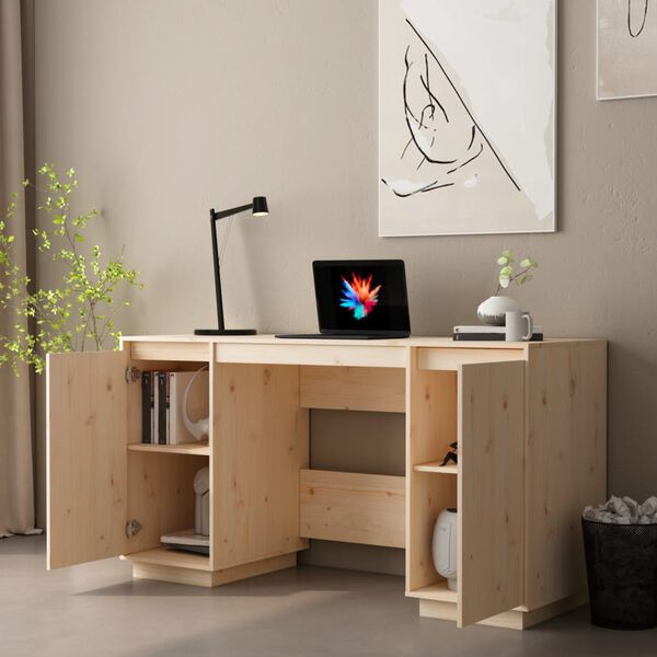 vidaXL Desk 140x50x75 cm Solid Wood Pine