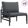 vidaXL Garden Sofa Set with Cushion 14 pcs Black Steel