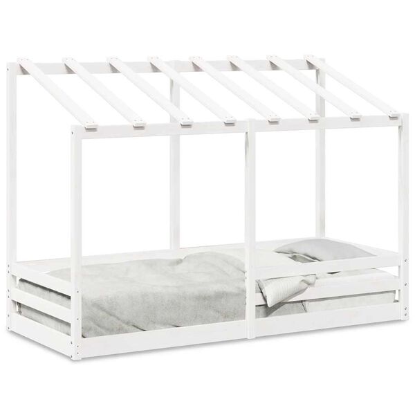 vidaXL Kids' Bed with Roof White 90x190 cm Solid Wood Pine
