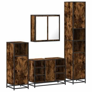 vidaXL 4&nbsp;Piece Bathroom Furniture Set&nbsp;Smoked Oak Engineered Wood