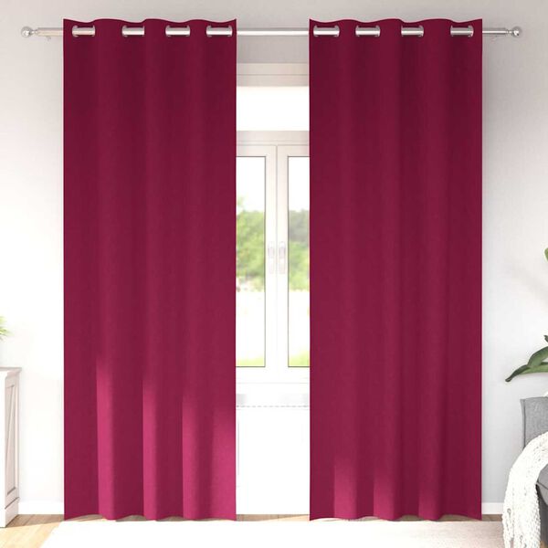 vidaXL Blackout Curtains with Rings 2 pcs Wine Red 260 x 140 cm