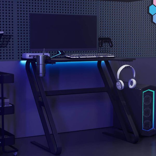 vidaXL Gaming Desk with ZZ Shape Legs Black 90x60x75 cm