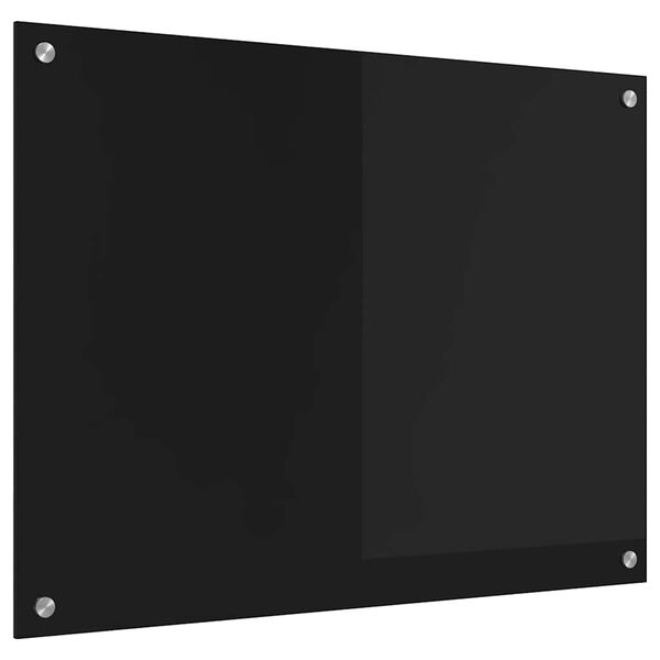 vidaXL Kitchen Backsplash Black 80 x 60 cm Tempered Glass