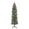 vidaXL Artificial Slim Christmas Tree Green and white 240 cm