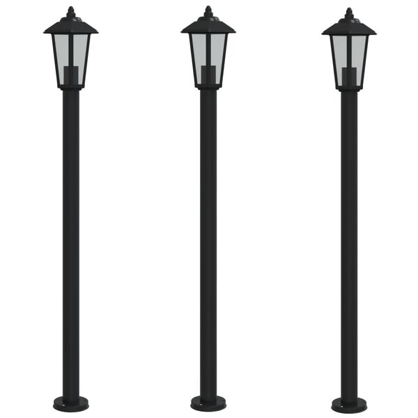 vidaXL Outdoor Floor Lamps 3pcs Black 120 cm Stainless Steel