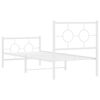 vidaXL Metal Bed Frame without Mattress with Footboard White 75x190cm