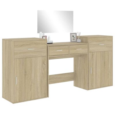 vidaXL 4 Piece Dressing Table Set Sonoma Oak Engineered Wood