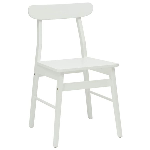 vidaXL Dining Chair 2 pcs White Solid Rubber Wood