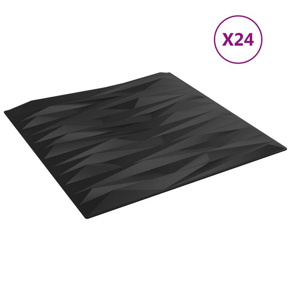 vidaXL Wall Panels 24 pcs Black Stone 50 x 50 cm XPS Foam