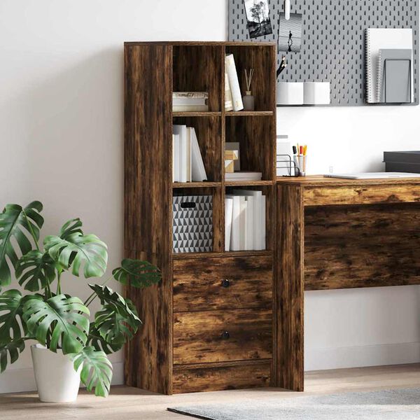 vidaXL Highboard with Drawer Smoked Oak 45.5 x 34 x 127 cm