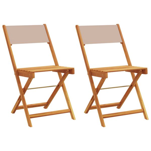 vidaXL Bistro Chairs 2 pcs Taupe Solid Wood Acacia and Fabric