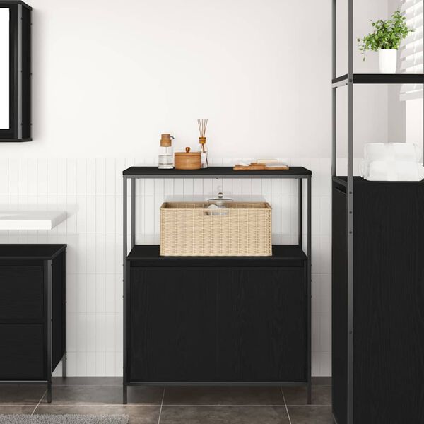 vidaXL Bathroom Cabinet with Shelves Black Oak 76.5x35x95 cm